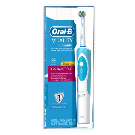 Oral-B Vitality FlossAction Rechargeable Battery Electric Toothbrush with Replacement Brush Head and Automatic Timer, Powered by