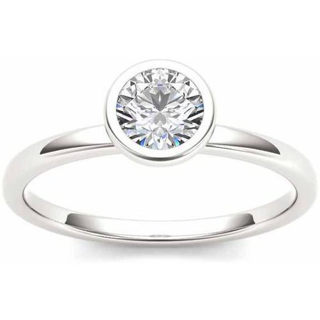 - 3/4 Carat T.W. Diamond Bezel Solitaire 14kt White Gold Engagement Ring