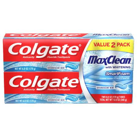 Colgate Max Clean with Whitening Foaming Toothpaste, Effervescent Mint ...