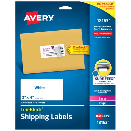 - Avery TrueBlock Shipping Labels with Sure Feed, 2