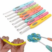 Marsin Set of 8 Multicolor Soft Plastic Handle Aluminum Crochet Hooks Knitting Needles