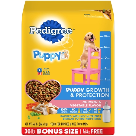Pedigree Puppy Growth & Protection Dry Dog Food Chicken & Vegetable Flavor, 36 lb. (Best Dry Food For Shar Pei Puppy)