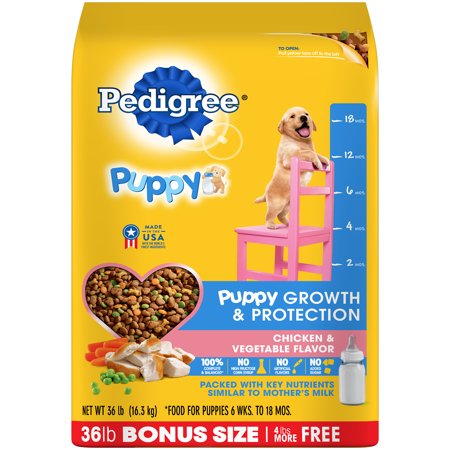 Pedigree Puppy Growth & Protection Dry Dog Food Chicken & Vegetable Flavor, 36 lb. (Best Food For Miniature Schnauzer Puppy)