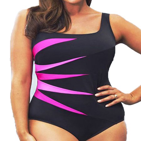 Plus Size Womens Padded Push-up Swimsuit Monokini Bikini Swimwear Beach Tankini