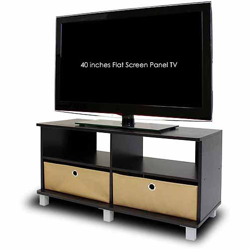 Furinno 11156 Entertainment Center with 2 Collapsible Bin Drawers