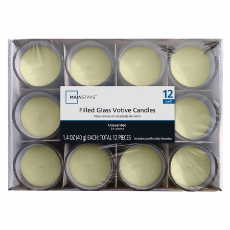 Jumbo Votive - Mainstays Filled Votives, Unscented Ivory, 12-Pack