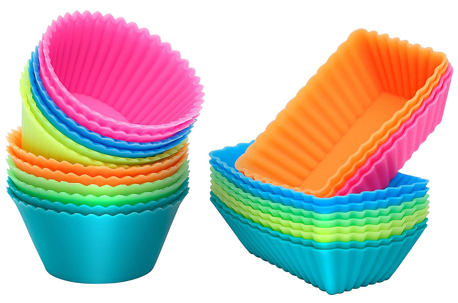 Assorted Colors Silicon Bakeware Mini Cupcake Mold Holders Liners Baking Supplies Set 12 Pieces Cups Container for Muffin Cake Liner by Chuzy Chef Silicone Cupcake Baking Cups Molds