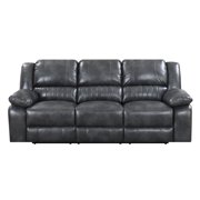 Faux Leather Sofas Emerald Home Navaro Gray Reclining Sofa With Dual Recliners Faux Leather Upholstery And Pillow