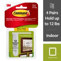 Command Damage-Free Medium Picture Hanging Strips, 2 pairs hold 6 pounds, Create Gallery Walls, Indoor, 12 Pairs (24 Strips, Gallery Wall Pack, Hangs up to 6 frames