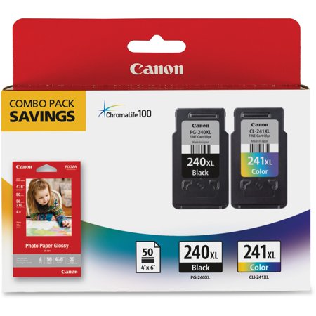 Photo Ink Set - Canon PG-240XL/CL-241XL/GP-502 High Yield Ink Cartridges + Photo Paper Combo Pack, 2-Pack (240XCL241XL)