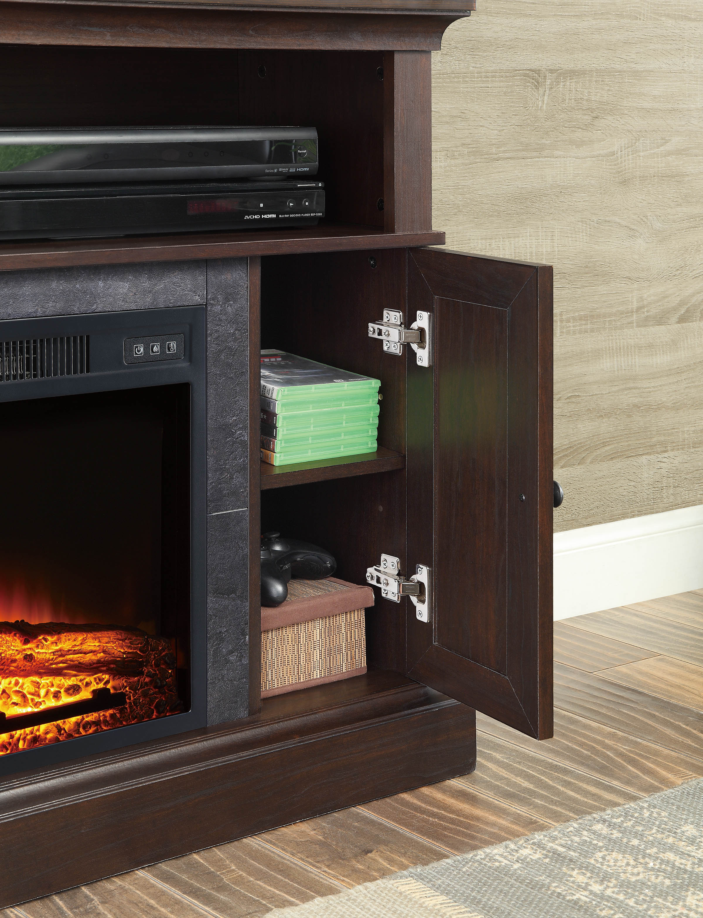 Whalen Media Fireplace Console for TVs up to 55'', Dark Cherry