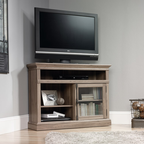 Sauder Barrister Lane Corner Entertainment Stand for TVs up to 42'', Salt Oak