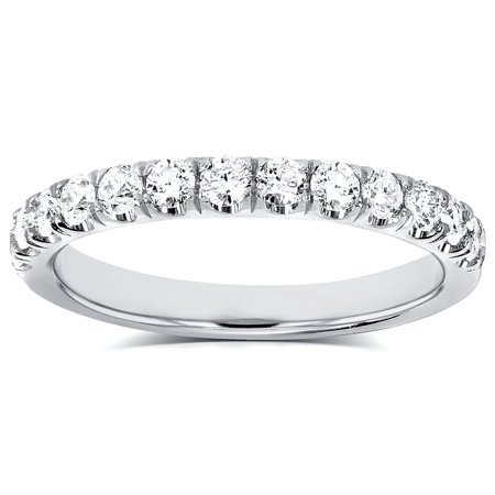 Platinum Pave Set Diamond Band - Diamond Comfort Fit Flame French Pave Band 1/2 carat (ctw) in Platinum