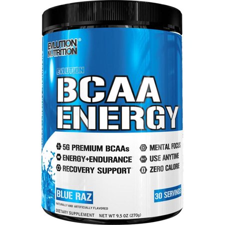 Evlution Nutrition BCAA Energy Powder, Blue Raz, 30