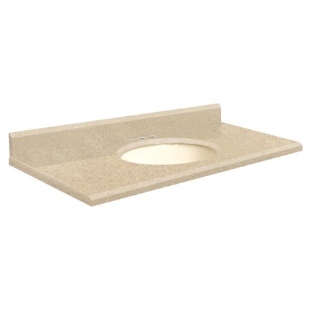 Canterbury Cream - Samson 37W x 22D in. Quartz Single Sink Vanity Top with Biscuit Bowl