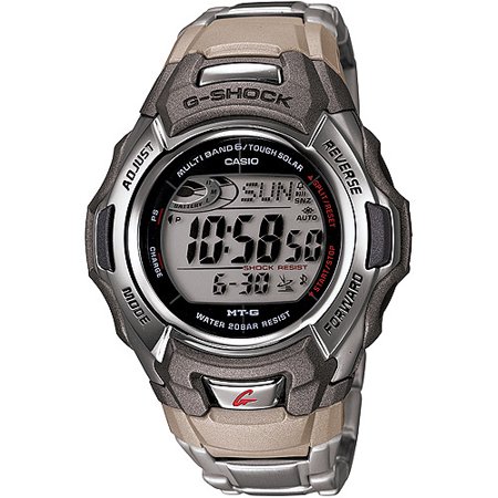 - Men's Solar Atomic G-Shock Watch, Stainless-Steel Bracelet