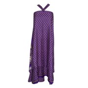 Mogul Womens Beach Wrap Skirt Purple Printed Two Layer Reversible Silk Sari Skirts