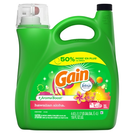 Gain Laundry Detergent Plus Febreze Freshness, Hawaiian Aloha, 150 Fl Oz, 96
