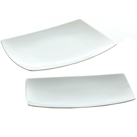 Burgers Platter - Gibson Elite Gracious Dining 2 Piece Serving Platter Set, White