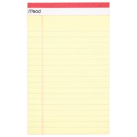 Mead Junior Legal Pad, 5" x 8", Canary Yellow, 4 Pack