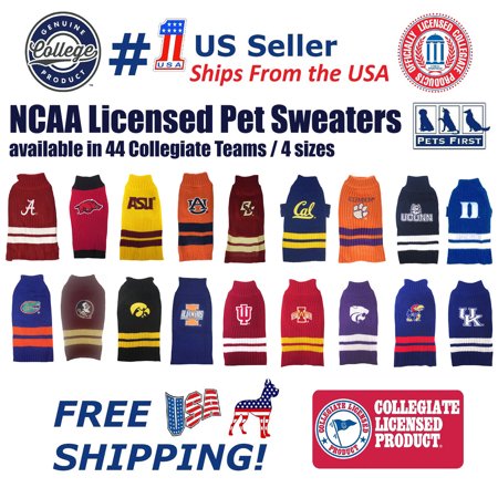 Collegiate Sweater - Pets First Collegiate Tennessee Volunteers Pet Dog Sweater - Licensed 100% Warm Acrylic knitted. 44 College Teams, 4 sizes