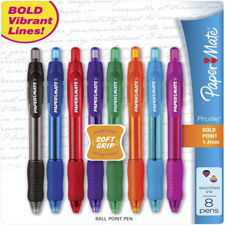 Paper Mate Profile Ballpoint Retractable Pen, Assorted Ink, Bold, (Best Paper For Ballpoint Pen Drawing)