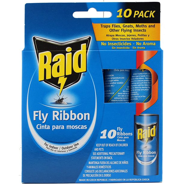 Raid® Fly Ribbons, 10 count, Outdoor & Indoor Fly Traps, Effective for Kitchen & Food Prep Areas