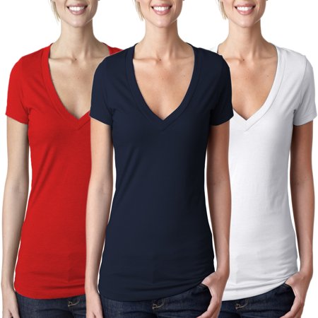 - Women's Clementine Deep V Neck T-Shirt (Pack of 3)