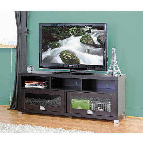 Swindon Modern Dark Brown TV Stand with Glass Doors for TVs up to 60''