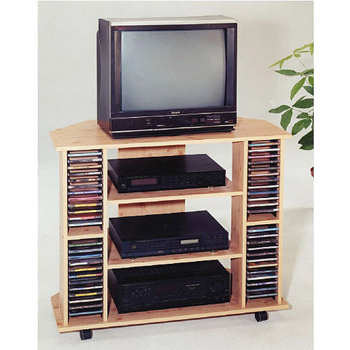 Oak Corner TV Stand with Storage, for TVs up to 35''