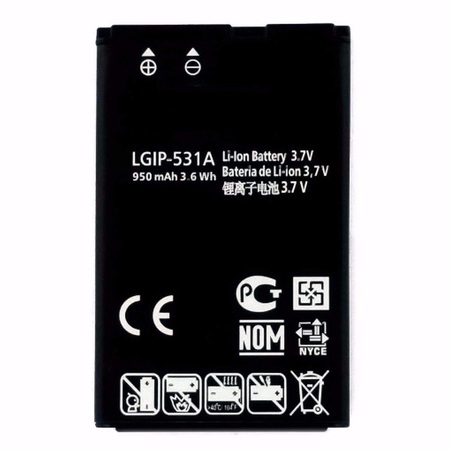 Replacement Battery For LG Fluid Cell Phones - LGIP-531A (950mAh, 3.7V, Lithium