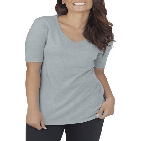 Women's Essentials Soft Elbow Length V-Neck T