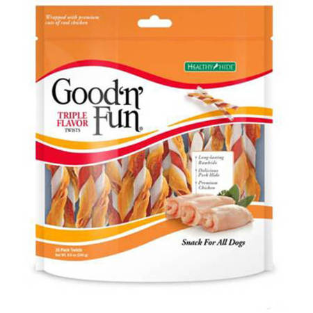 Good'n'Fun Triple Flavor Rawhide Twists for Dogs, 35 (Best Hot Dogs In Ct)