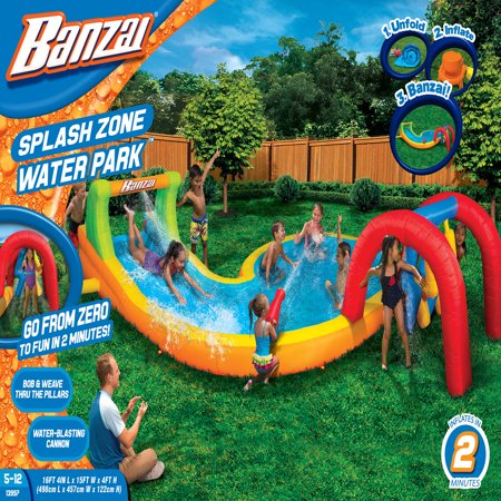 banzai cyclone splash park inflatable with sprinkling slide and water aqua pool