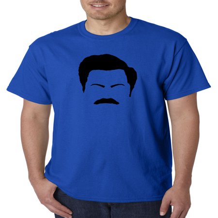 Lake Mt Blue State Park - Trendy USA 874 - Unisex T-Shirt Ron Swanson Silhouette Facial Face Parks Recreation XL Royal Blue
