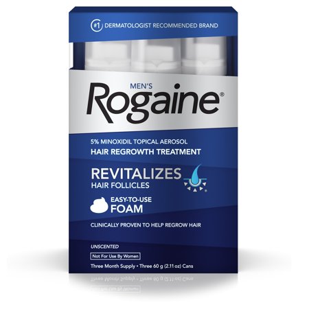 Men's Rogaine 5% Minoxidil Foam for Hair Regrowth, 3-month