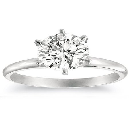 Gold Oval Cut Solitaire - 1 1/4ct Solitaire Natural Diamond Engagement Ring 14K White Gold Round Cut