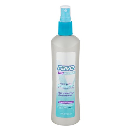 Rave 4X Mega Unscented Hairspray With ClimaShield, 11.0 FL