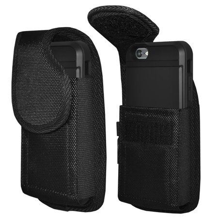 - iPhone 7 Vertical Rugged Heavy Duty Extended Holster Pouch Nylon Case with Belt Clip Fits Otterbox Commuter Defender UAG Ballistic Armor Dual Layer AMZER Crusta