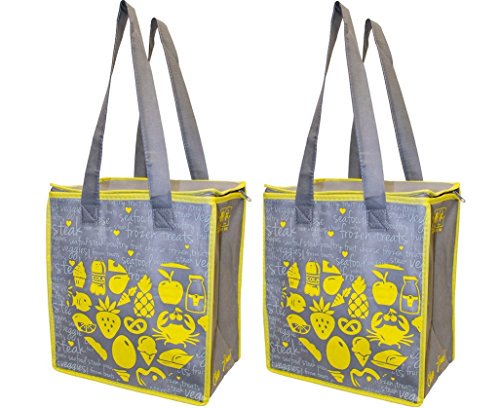 Earthwise Large Insulated Reusable Grocery Bag Ping Hot Cold Thermal Cooler W Zipper Closure Set Of 2 Earthwise Large Insulated Reusable Grocery Bag Ping Hot Cold Thermal Cooler W Zipper Closure Set Of 2