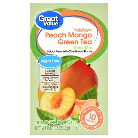 Great Value Metabolism Drink Mix, Peach Mango Green Tea, Sugar Free, 0. ...