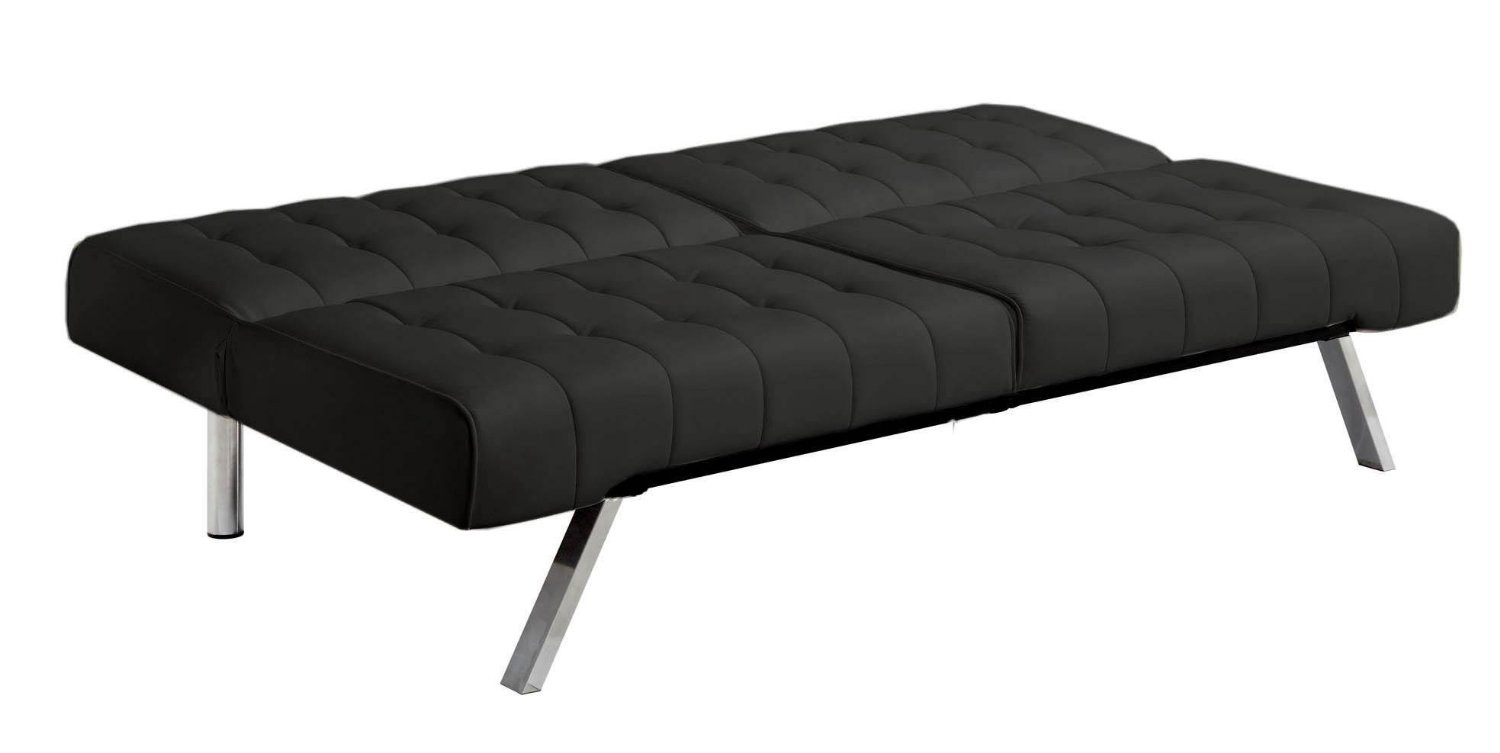 Modern Splitback Bonded Leather Sleeper Futon