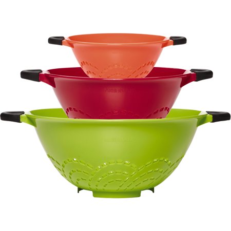Farberware Soft Grip Set of 3 Strainers, Assorted Colors