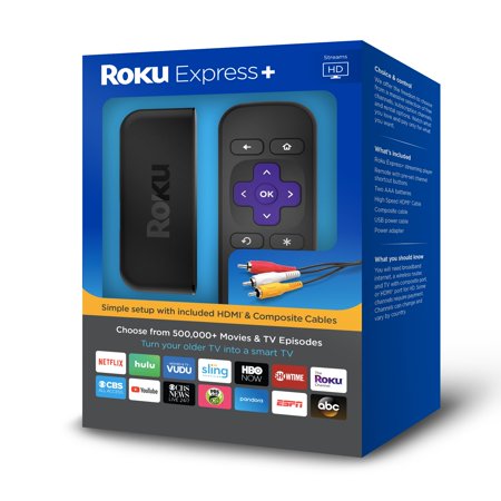 Roku Express+ HD - WITH 30-DAY FREE TRIALS OF SHOWTIME, STARZ AND EPIX IN THE ROKU CHANNEL ($25.97
