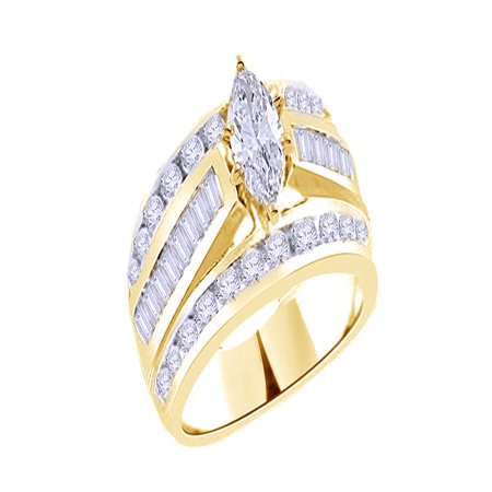 Wedding Set Yellow Gold Setting (White Cubic Zirconia Engagement & Wedding Trio Band Ring Set In 14k Yellow Gold Over Sterling Silver (3)