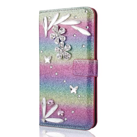 - For Samsung Galaxy S9 Diamond Feather Glitter Leather Magnetic Flip Wallet Case Cover, Gradient Green