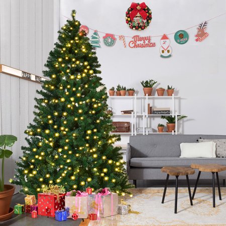 Costway 7Ft/7.5Ft/8Ft Pre-Lit PVC Artificial Christmas Tree Hinged W Costway 7Ft/7.5Ft/8Ft Pre-Lit PVC Artificial Christmas Tree Hinged w - Costway 7Ft/7.5Ft/8Ft Pre-Lit PVC Artificial Christmas Tree Hinged W