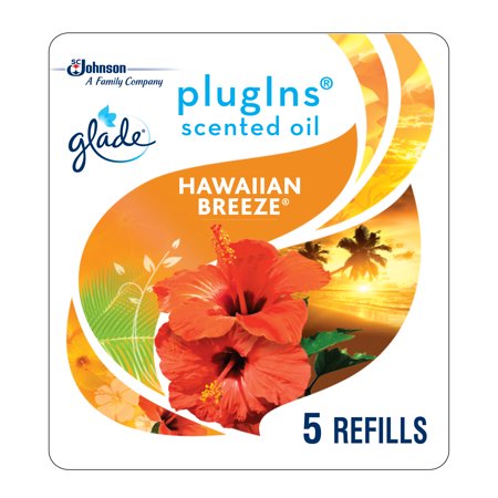 Glade PlugIns Scented Oil Refill Hawaiian Breeze, Essential Oil Infused Wall Plug In, 3.35 FL OZ, Pack of (Best Air Wick Plug In Scent)