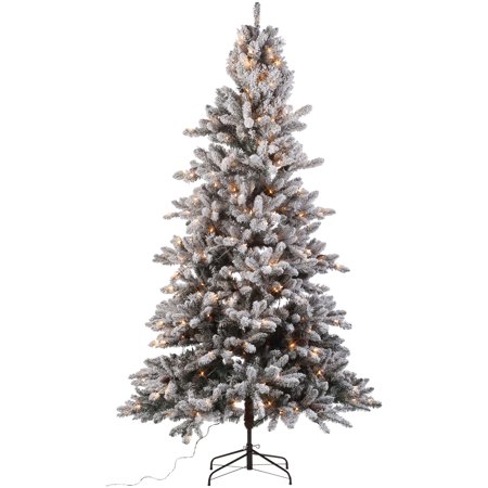 Holiday Time 7.5 Ft. Pre-Lit Flocked Birmingham Fir Tree 400 Clear Holiday Time 7.5 ft. Pre-Lit Flocked Birmingham Fir Tree 400 Clear Lights and - Holiday Time 7.5 Ft. Pre-Lit Flocked Birmingham Fir Tree 400 Clear