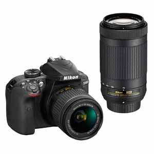 Nikon D3400 Digital SLR Camera with 24.2 Megapixels and 18-55mm and 70-300mm Lenses